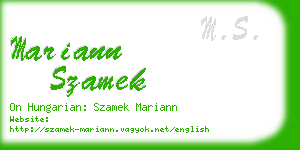 mariann szamek business card